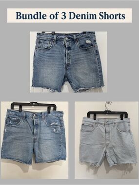 Levi's 501 W32 High Waist Denim Shorts Trio